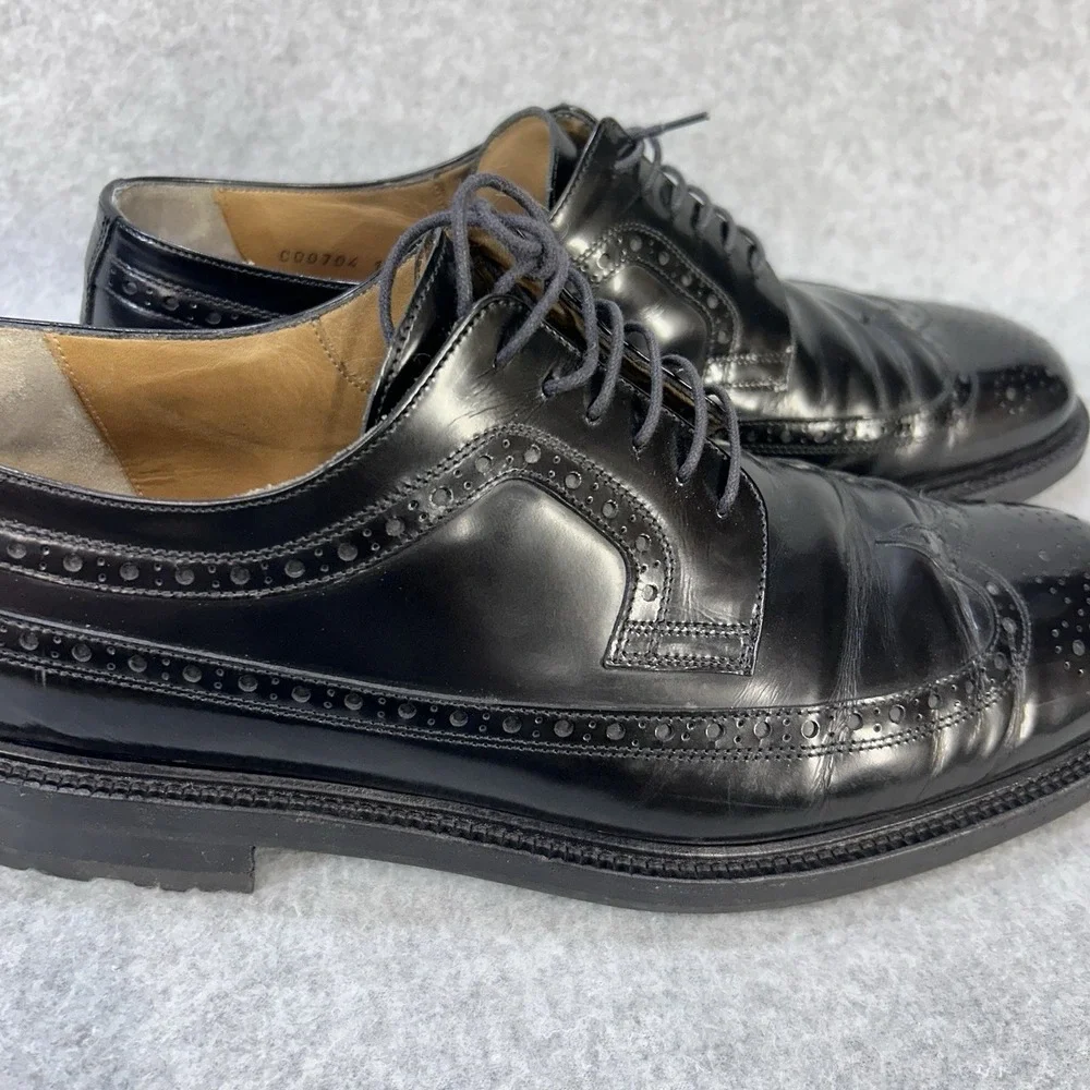 Cole Haan Crafted in Italy Wingtip Oxford Shoes Men 11 Black Leather Vibram Sole